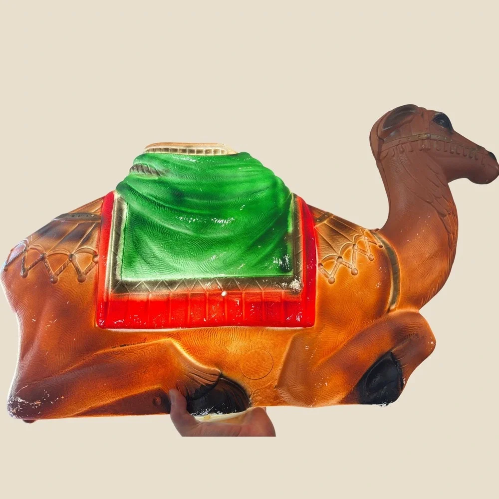 Vintage General Foam Plastics Christmas Camel Blow Mold Nativity Lighted Decor